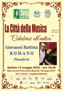 La Città della Musica ospita il Concerto di Pianoforte del Maestro Giovanni Battista Romano